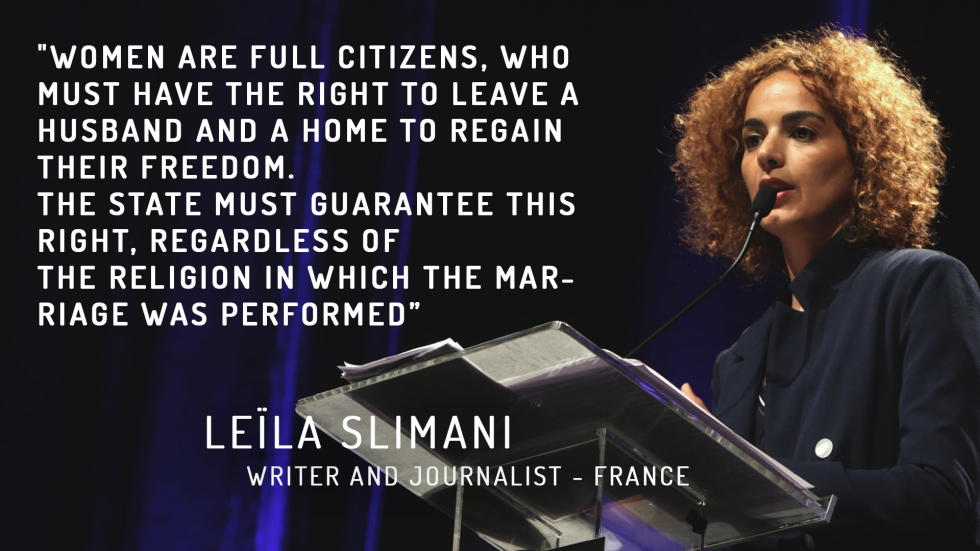 L. Slimani - Women are full citizens who must have the right to leave a husband