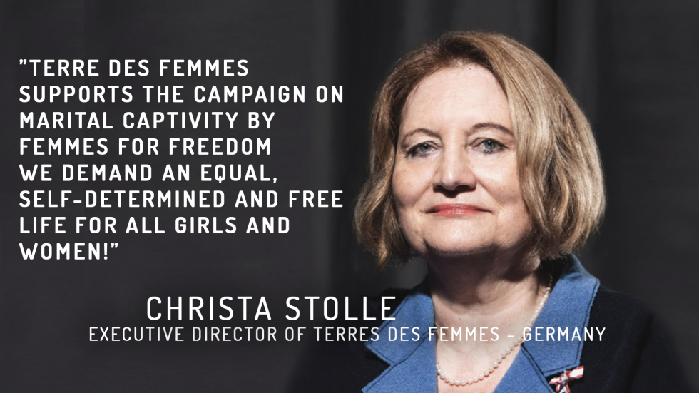 C. Stolle - Terres des Femmes supports the campaign on marital captivity by Femmes for Freedom